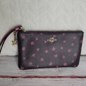Coach Pink Star Pattern Wristlet